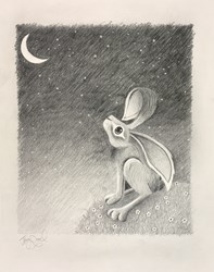 Moon Gazer II by Jennifer Hogwood - Original Drawing on Mounted Paper sized 9x12 inches. Available from Whitewall Galleries
